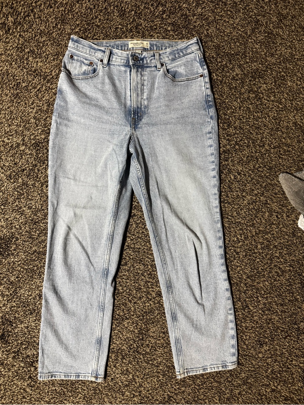 Abercrombie & Fitch Light Blue ultra High-Rise Ankle Straight Jeans (curve love)